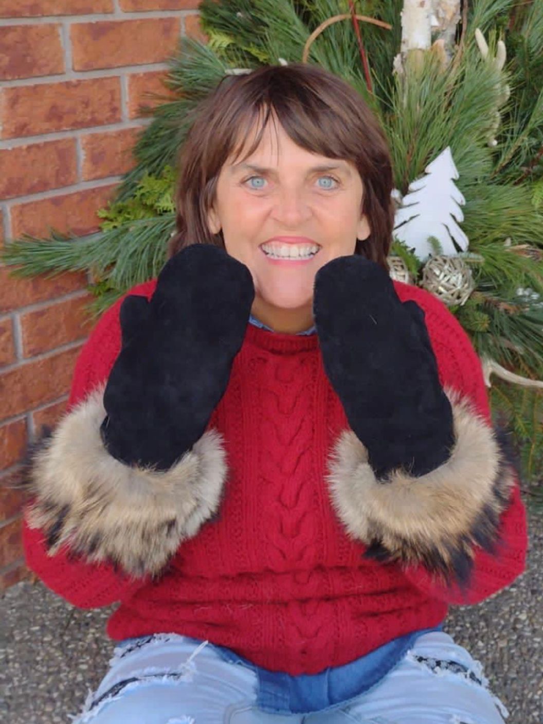 Fur-Cuffed Mittens with sheared sheep liners