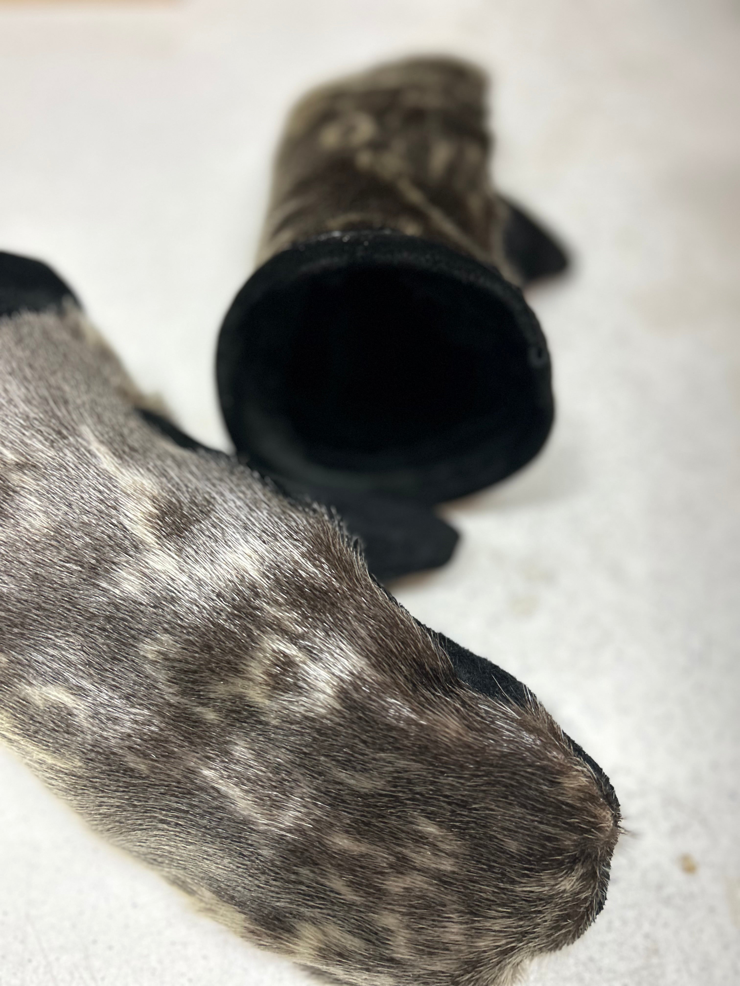 Seal skin mittens.
