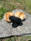 Red fox fur cuffed mittens