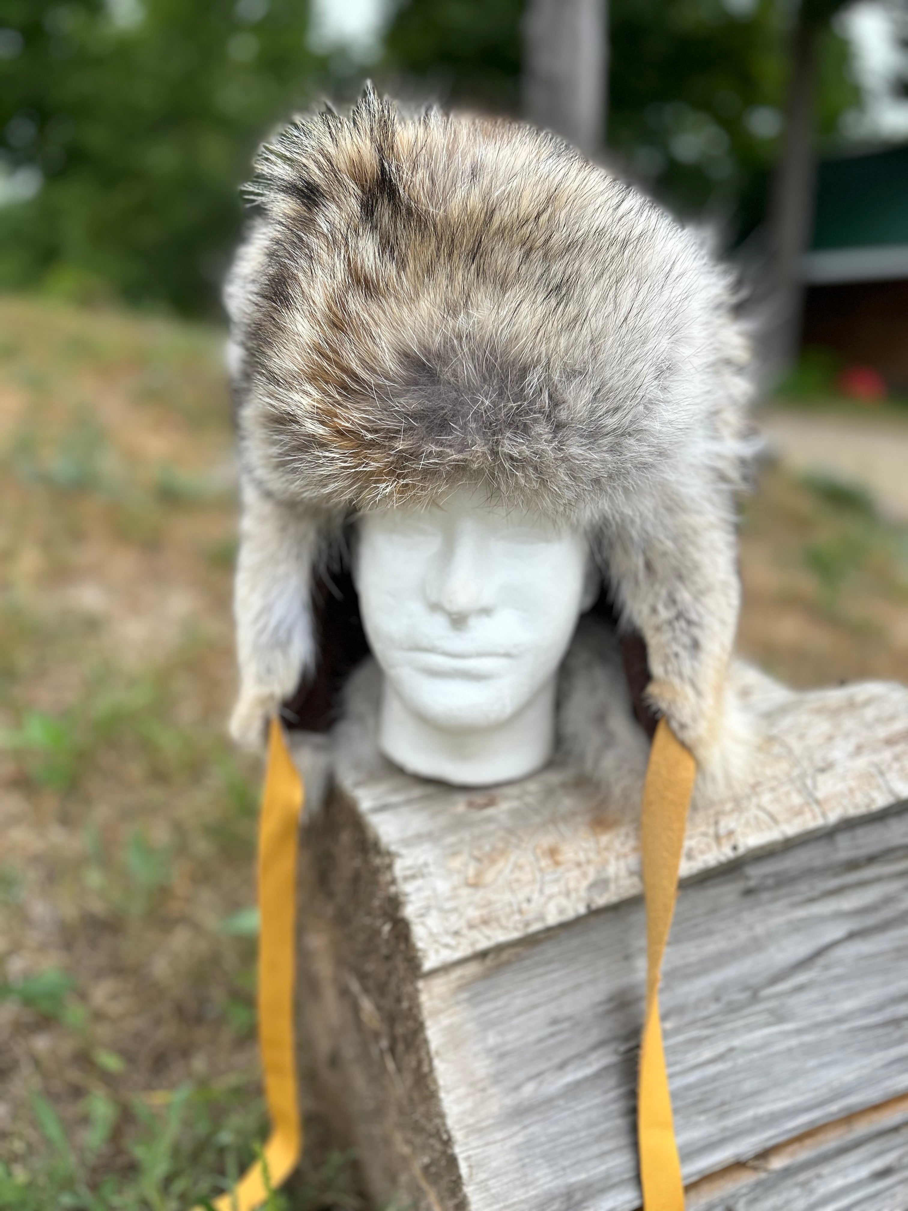 Coyote fur trappers hat