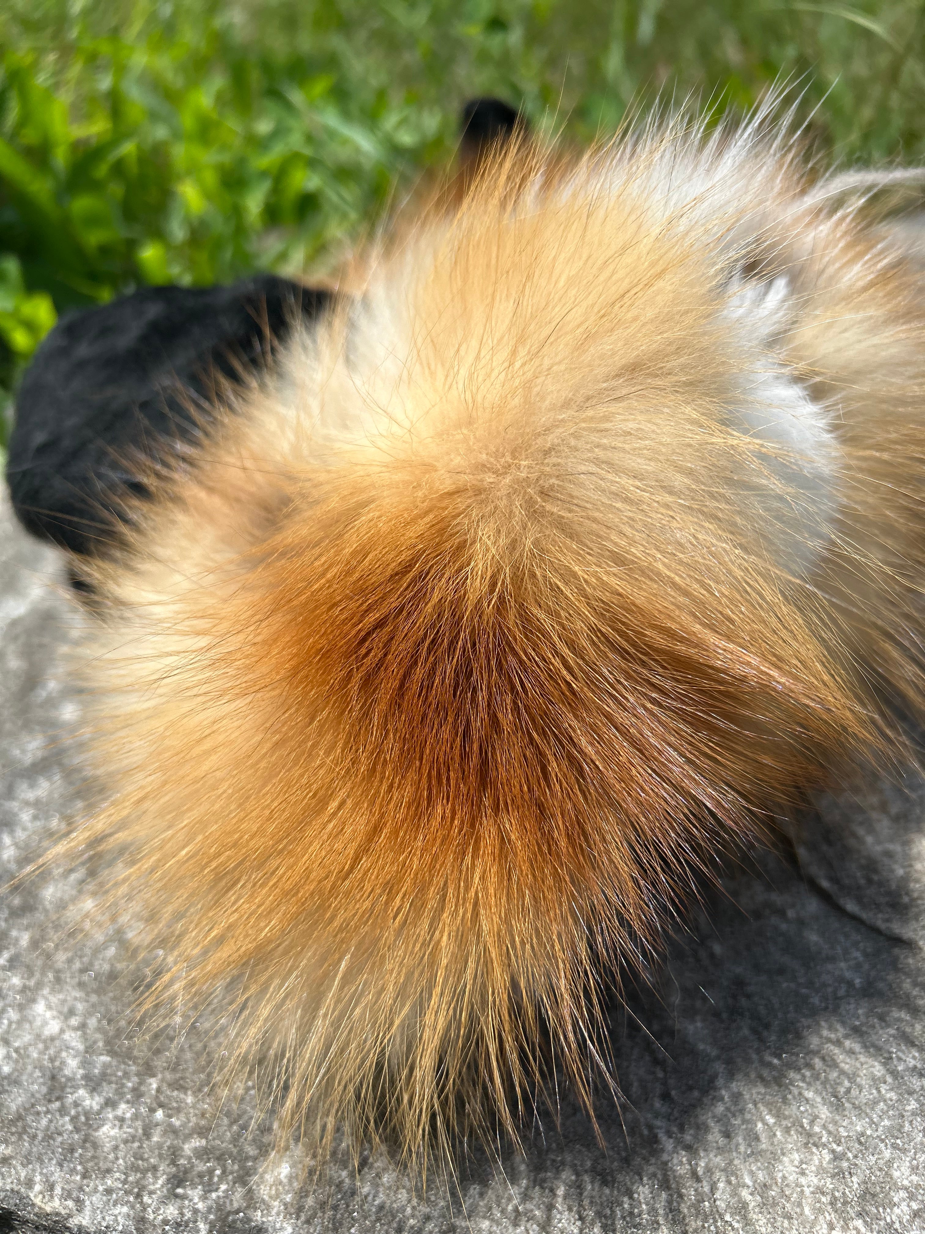 Red fox fur cuffed mittens