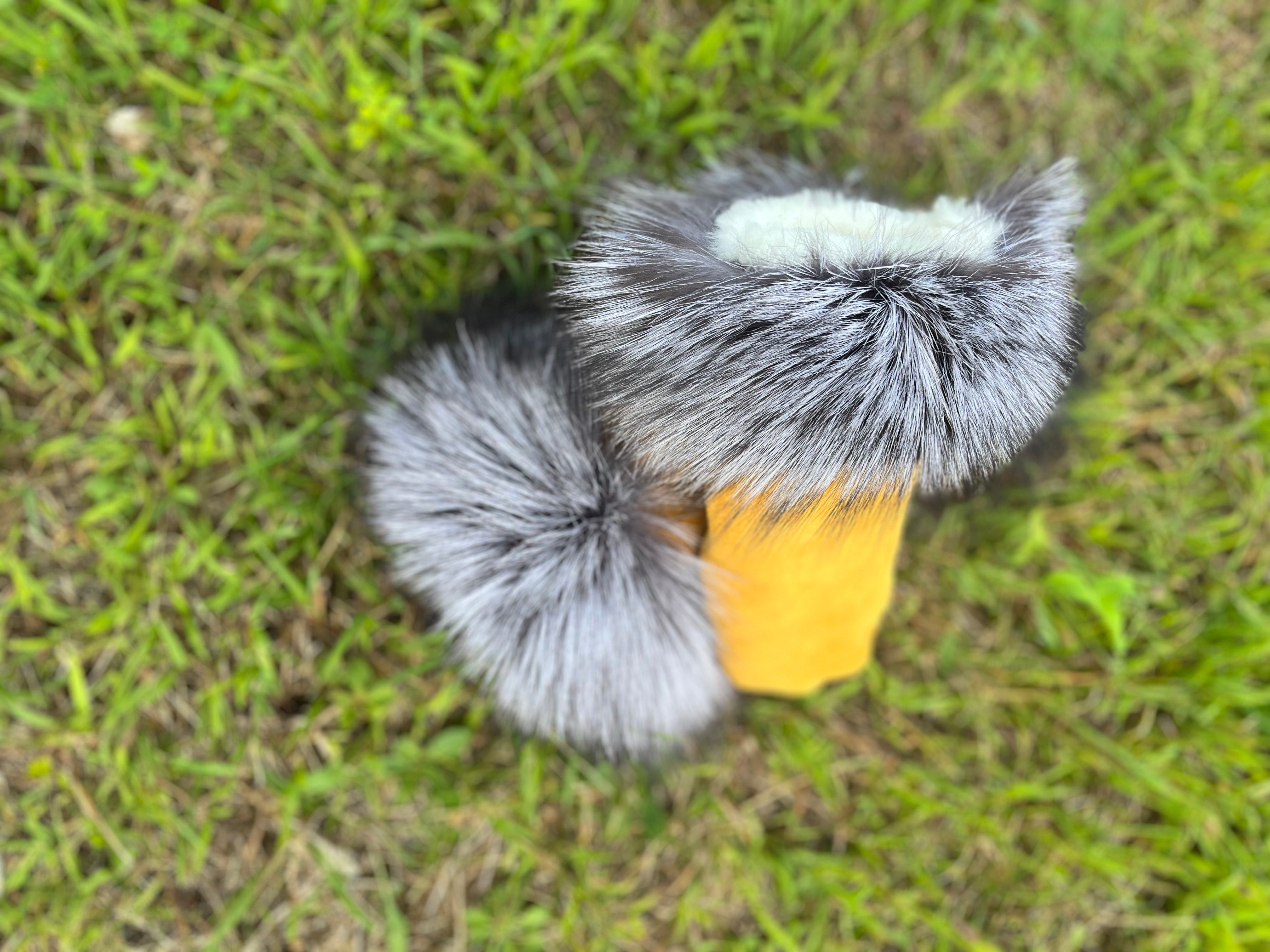 Silver fox cuffed mittens