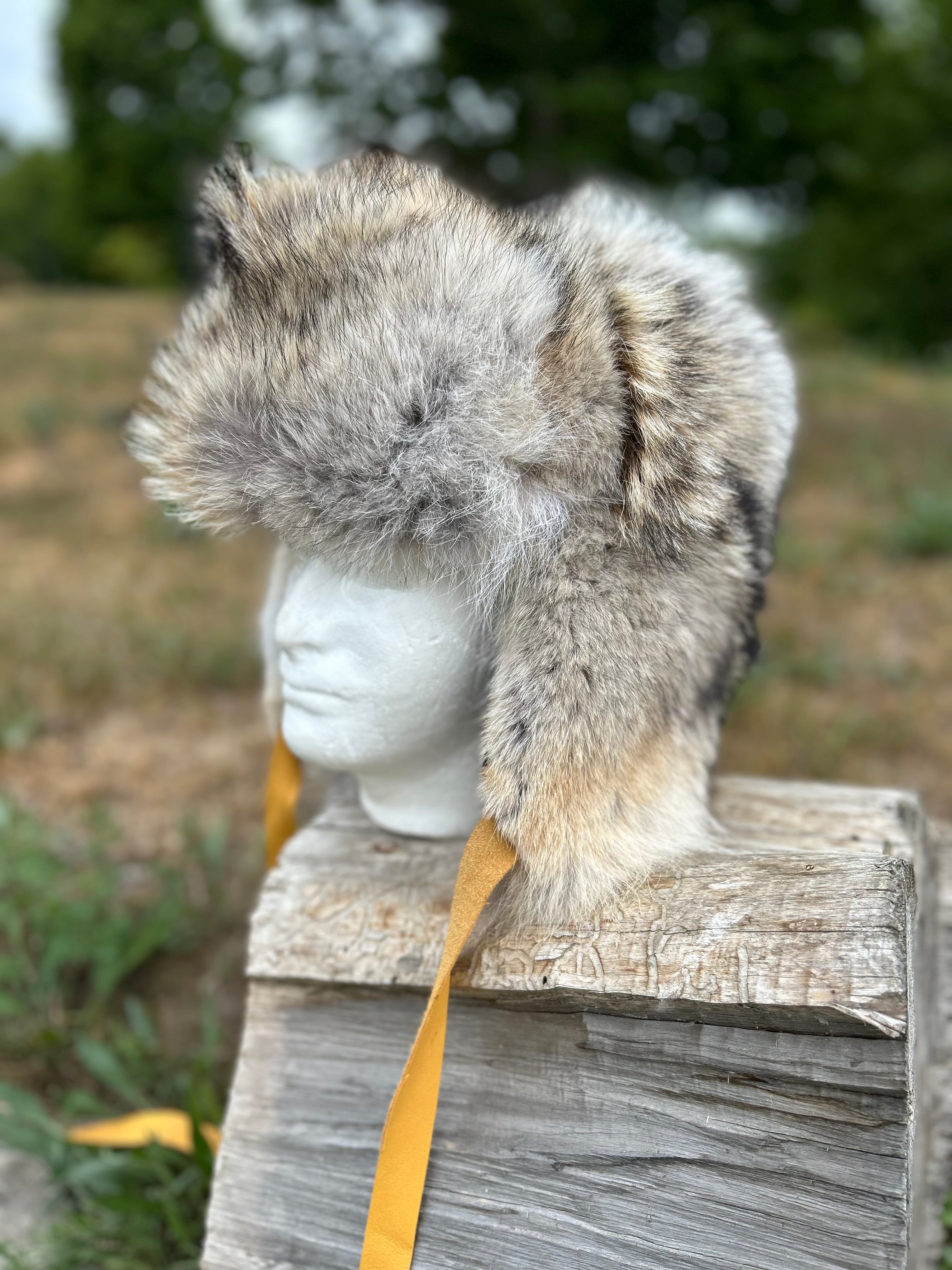 Coyote fur trappers hat