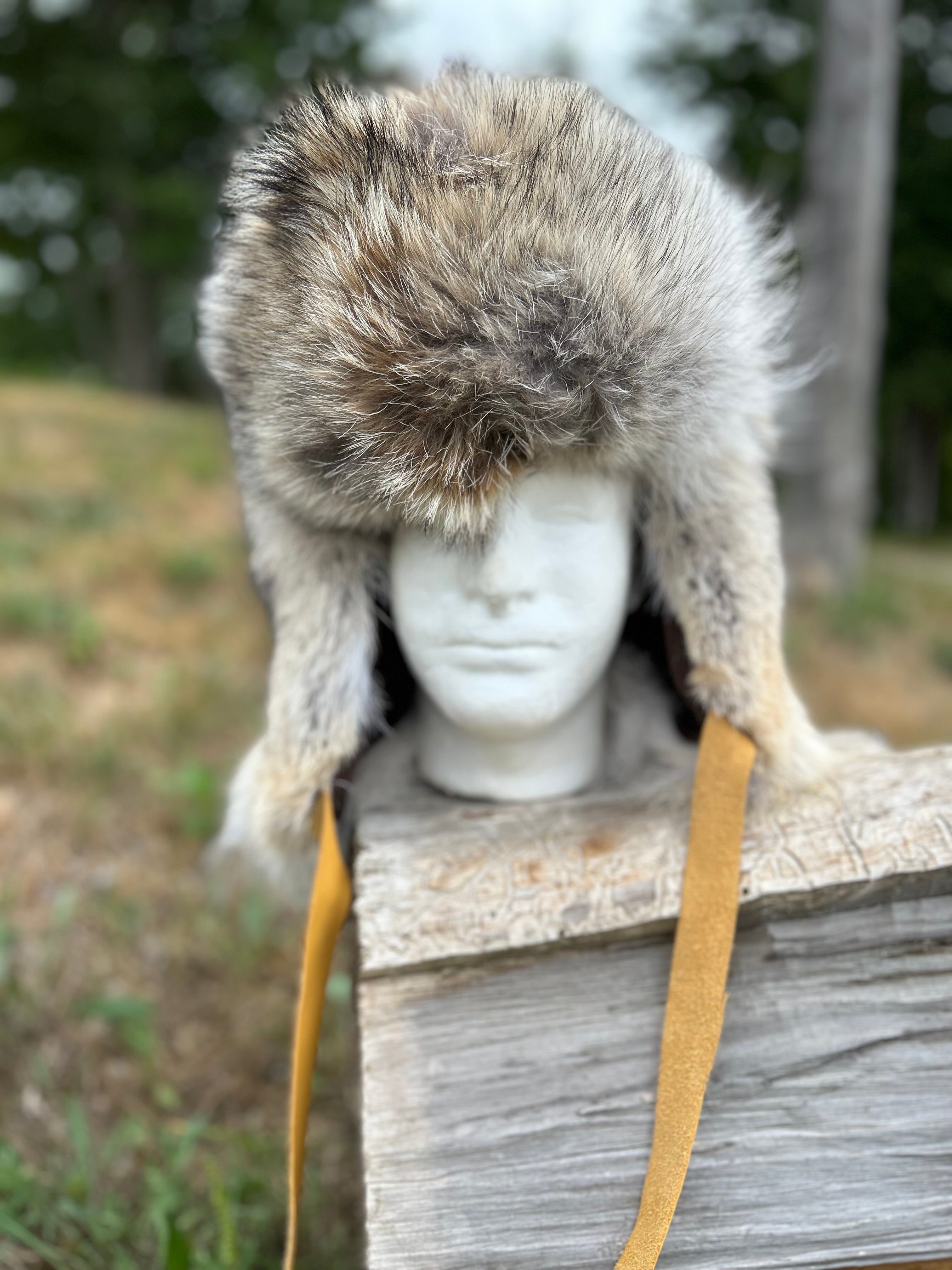 Coyote fur trappers hat