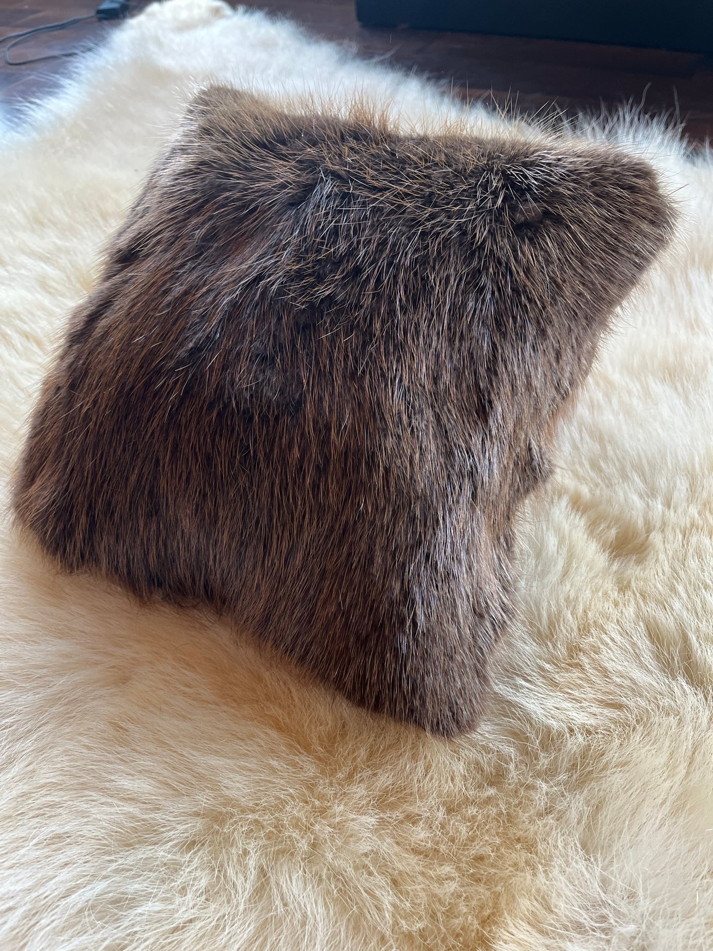 Beaver Fur Throw Pillow